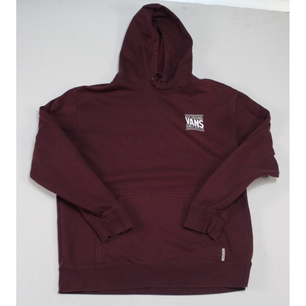 Vans Of The Wall Men red Hooded Sweater Spell Out Long Sleeve Size XL
